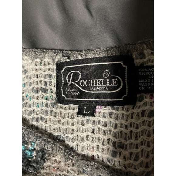 Rochelle knit blouse size Large wool blend dolman sleeve multi color vintage 339 - Picture 3 of 7